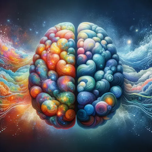 Illustration of the mind's division into the bustling, aware conscious and the deep, serene subconscious, highlighting the seamless yet profound distinction in human cognition.